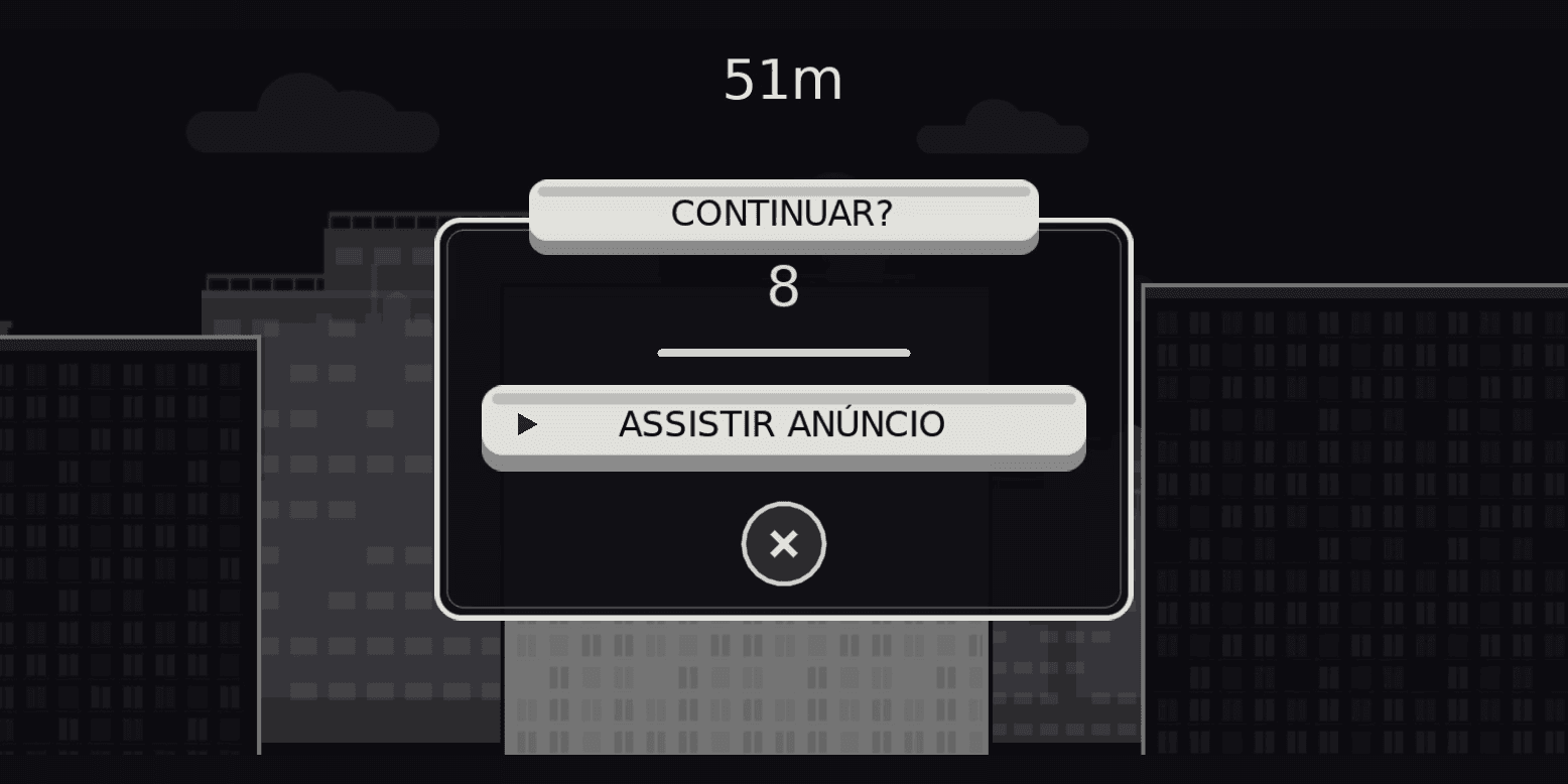Tela de continuar a corrida